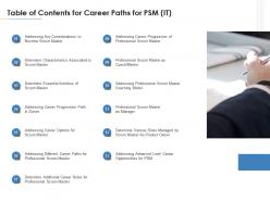 Table of contents for career paths for psm it career paths for psm it