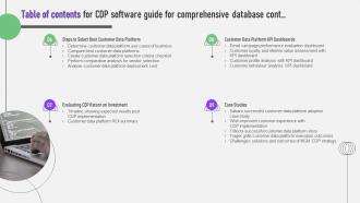 Table Of Contents For CDP Software Guide For Comprehensive Database MKT SS V Engaging Good