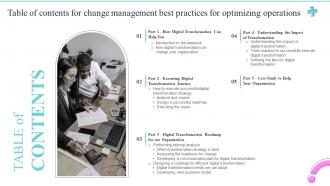 Table Of Contents For Change Management Best Practices For Optimizing Operations