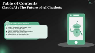 Table Of Contents For ClaudeAI The Future Of AI Chatbots AI SS V