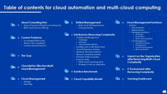 Table Of Contents For Cloud Automation And Multi Cloud Computing Ppt Powerpoint Presentation File Rules