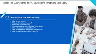 Table Of Contents For Cloud Information Security Pp Rules