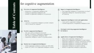 Table Of Contents For Cognitive Augmentation Ppt Powerpoint Presentation File Aids