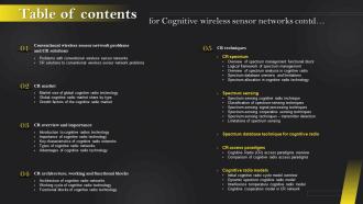 Table Of Contents For Cognitive Wireless Sensor Networks Ppt Ideas Graphics Tutorials