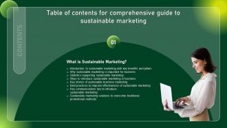 Table Of Contents For Comprehensive Guide To Sustainable Marketing Mkt SS
