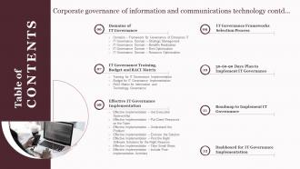 Table Of Contents For Corporate Governance Of Information And Communications Technology Unique Compatible