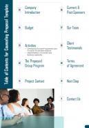 Table Of Contents For Counseling Proposal Template One Pager Sample Example Document