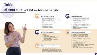 Table Of Contents For CRM Marketing System Guide MKT SS V