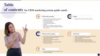 Table Of Contents For CRM Marketing System Guide MKT SS V Content Ready