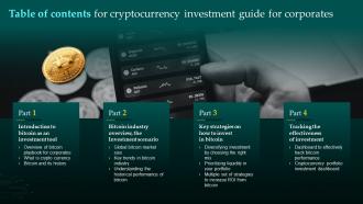 Table Of Contents For Cryptocurrency Investment Guide For Corporates