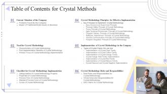 Table Of Contents For Crystal Methods Ppt Powerpoint Presentation File Deck