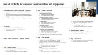 Table Of Contents For Customer Communication And Engagement