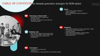 Table Of Contents For Demand Generation Strategies Content Ready Slides