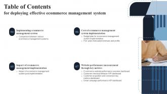 Table Of Contents For Deploying Effective Ecommerce Management System Impressive Attractive