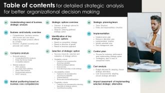 Table Of Contents For Detailed Strategic Analysis For Better Organizational Decision Making Strategy SS V
