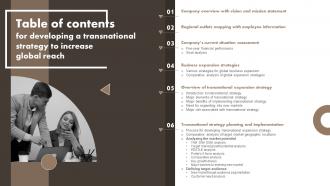 Table Of Contents For Developing A Transnational Strategy To Increase Global Reach