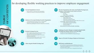 Table Of Contents For Developing Flexible Working Practices To Improve Employee Engagement