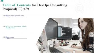 Table of contents for devops consulting proposal it terms ppt professional