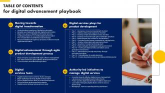 Table Of Contents For Digital Advancement Playbook