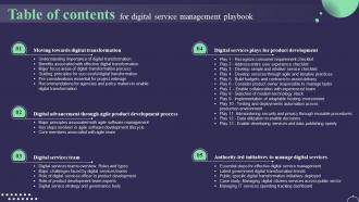 Table Of Contents For Digital Service Management Playbook