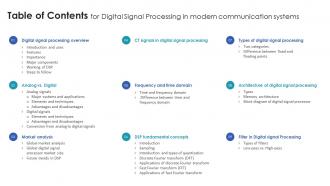 Table Of Contents For Digital Signal Processing In Modern Communication Systems