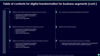 Table Of Contents For Digital Transformation For Business Segments Ppt Ideas Slide Portrait