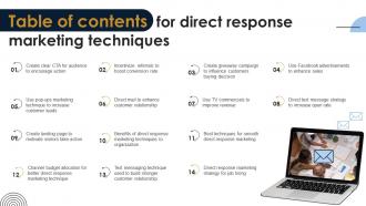 Table Of Contents For Direct Response Marketing Techniques