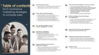 Table Of Contents For E Commerce Marketing Strategies To Increase Sales