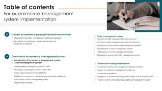 Table Of Contents For Ecommerce Management System Implementation