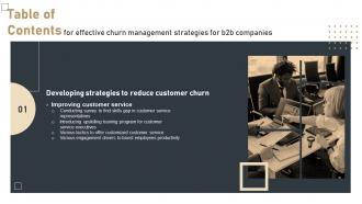 Table Of Contents For Effective Churn Management Strategies For B2B Companies
