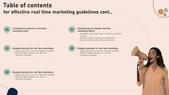 Table Of Contents For Effective Real Time Marketing Guidelines MKT SS V Attractive Downloadable