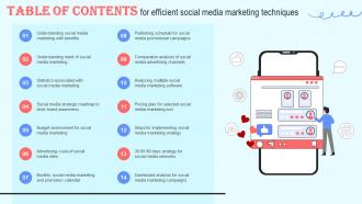Table Of Contents For Efficient Social Media Marketing Techniques