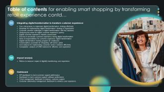 Table Of Contents For Enabling Smart Shopping By Transforming Retail Experience DT SS V Unique Template