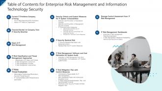 Table Of Contents For Enterprise Risk Management And Information Technology Security