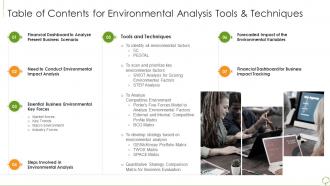 Table of contents for environmental analysis tools and techniques