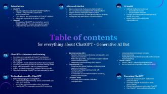 Table Of Contents For Everything About ChatGPT Generative AI Bot ChatGPT SS