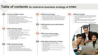 Table Of Contents For Extensive Business Strategy Of KPMG Strategy SS V