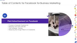 Table Of Contents For Facebook For Business Marketing Pp Slide