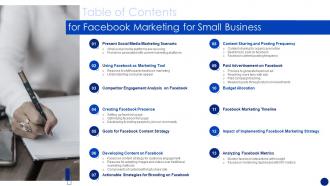 Table Of Contents For Facebook Marketing For Small Business