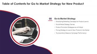 Table Of Contents For Go To Market Strategy For New Product Campaign