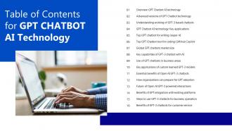 Table of Contents for GPT Chatbot AI Technology ChatGPT SS