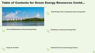 Table Of Contents For Green Energy Resources Ppt Styles Introduction