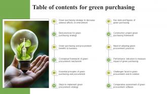 Table Of Contents For Green Purchasing Strategy SS