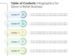 Table of contents for grow a retail business infographic template