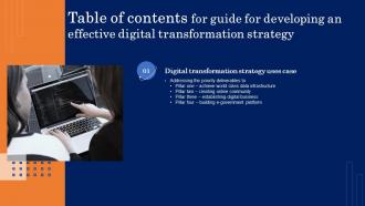 Table Of Contents For Guide For Developing An Effective Digital Transformation MKT SS
