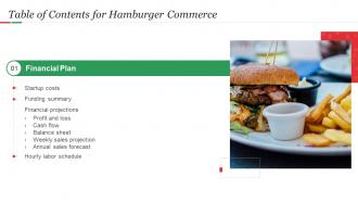 Table Of Contents For Hamburger Commerce Plan Ppt Professional