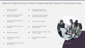 Table Of Contents For How To Attract And Retain The Best Talent For Your Business