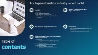 Table Of Contents For Hyperautomation Industry Report Ppt Layouts Template Researched Attractive