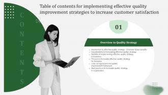 Table Of Contents For Implementing Effective Quality Improvement Strategy SS