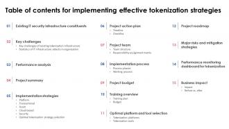 Table Of Contents For Implementing Effective Tokenization Strategies